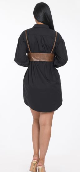 Noir Corset Shirt Mini Dress