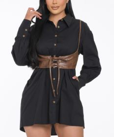 Noir Corset Shirt Mini Dress