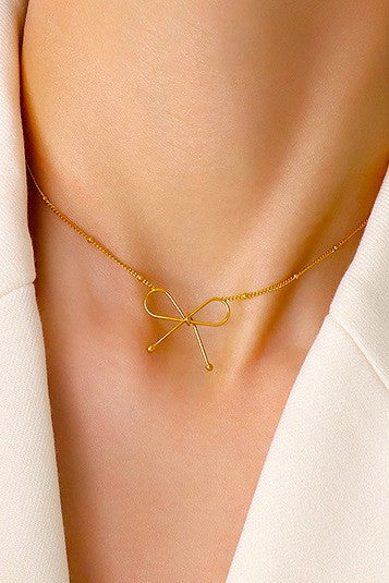 Bow Chain Necklace - 18k Non-tarnish Stainless Steel